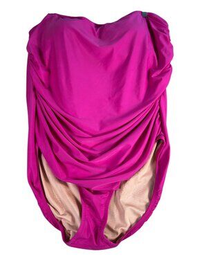 J Crew Pink Strapless Ruched One Piece Swimsuit Women's 22 Padded Side Wires